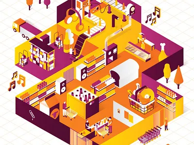 Paperclip Festival icon illustration infographic isometric