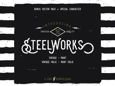 Steelworks Font alternates display handdrawn handmade hipster ligatures monoline opentype retro type sans serif swash vintage