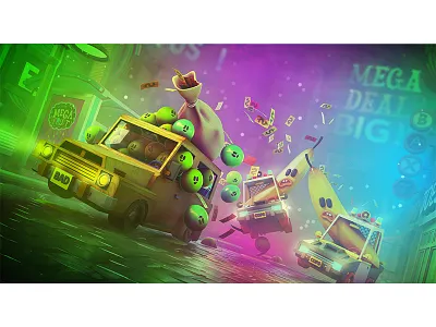 Cops 'n Robbers (Collaboration) 3d blender c4d cars chase collab collaboration cops model render robbers street