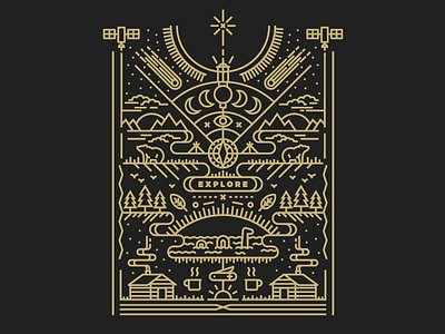 Explore T-Shirt on Cotton Bureau cotton bureau explore illustration line art nature shirt space t shirt tee thick lines travel