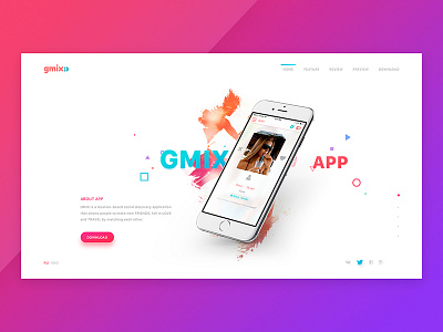 Gmix Web Site / Home Screen app design friend love people preview responsive social summer travel website