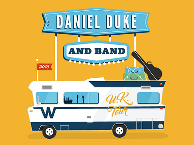 Tour bus illustration music poster signs tour