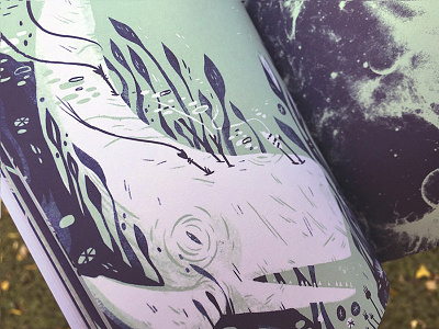 Ferocious Quarterly No. 4: DEEP anthology illustration two color whale wishbow