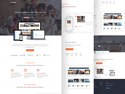 Multipurpose landing page : Themeunix app clean dashboard landing page material multipurpose template testimonial ui ux web app website design