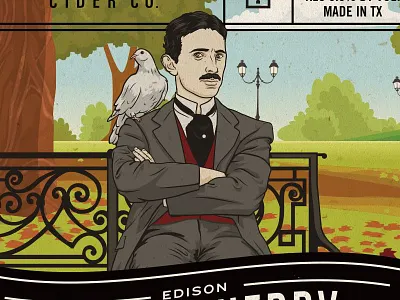 Bishop Cider Co. Label - Sweet Cherry Tesla beer cherry cider dove illustration label packaging portrait