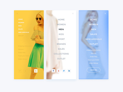Navigation Options blue clean layout menu minimal navigation ui webdesign yellow