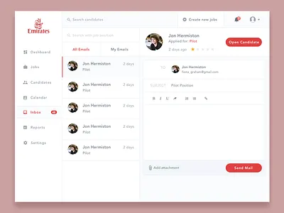 Inbox app clean dashboard inbox recruitment simple ui ux