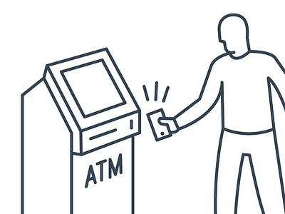 ATM Illustration atm illustration iphone man mobile signal transaction