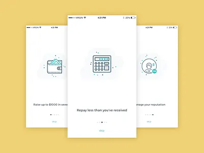 On-boarding Process clean finance mobile on boarding tutorial ui