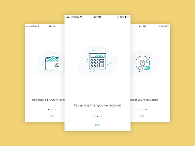 On-boarding Process clean finance mobile on boarding tutorial ui