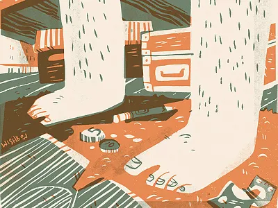 Messy Floor apartment bedroom illustration messy portrait wishbow