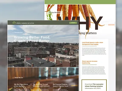 Lancaster Urban Farming Initiative agricultural alternative navigation city community donate food informational lancaster non profit one page website single page site web design