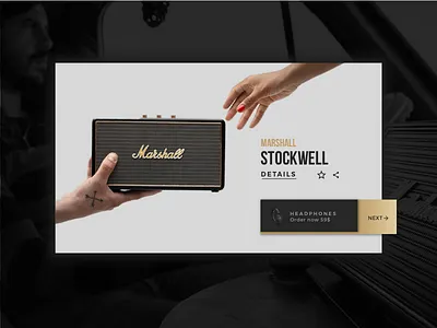 Day 69 Trending black button card gold gradient marshall minimal. dailyui product shopping trending