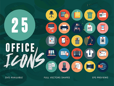 25 Office Icons Pack business icons coloured icons computer icons desk icons icon pack icon set office icons web icons working icons