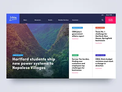 CBIA connecticut government navigation news purple state typography