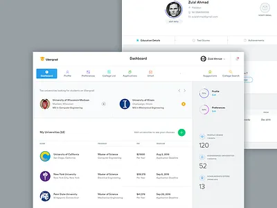 Ubergrad Student Phase clean college dashboard education students ui universities ux
