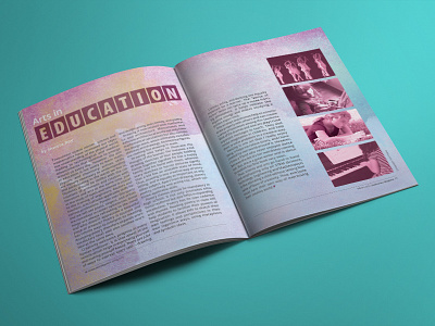 Zealouness Magazine - Arts In Education colorful magazine magenta purple spread teal watercolor