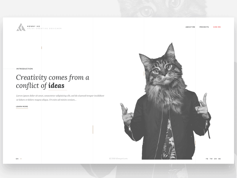 New concept for my portfolio clean creative k3nnyart minimaslist portfolio tv noise vietnamese white