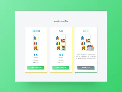 Shelf Pricing Plan books color green knowledge plan price pricing reading shadow ui