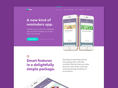 Doo for iOS Website app illustration landing layout mac marketing os x productivity responsive typography web design website