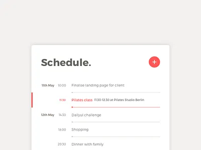 Day 71 Schedule agenda calendar clean dailyui list minimal red schedule timeline to do ui ux
