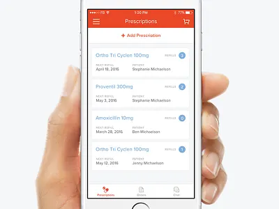 Prescription List card drug health ios medical medication mobile pharmacy prescription rx