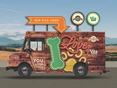 Mobile Dog Treat Truck dog treats mobile truck orange pattern photo booth signs type vintage