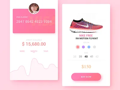 Nike pay app bank card clean color data design graph interface nike ui