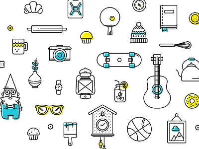 Things from a Yardsale illustration line art offset retro spot color vintage