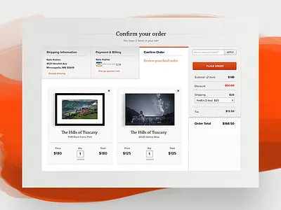 Deco Order Confirmation art basket cart checkout photography shopping ui ux website