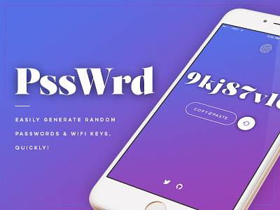 Psswrd App app generate gradient htmlcss mobile password typography uiux web app wifi