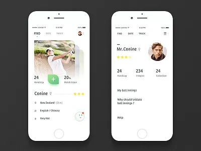 golf social app v1 app clean sport ui ux