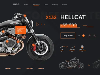 Motorcycle Product Page clean dark design graphic interface layout motorcycle typography ui ux web website
