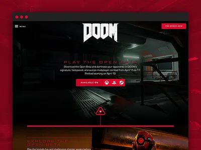 DOOM - Open Beta bloody demons design doom hell homepage interactive marine weapons web web design website