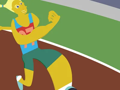 Track and field character cross country field lady muscles run running track