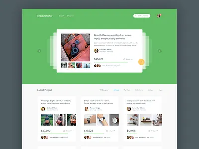 #Exploration | Website Homepage card clean color desktop kickstarter project thumbnail ui web white