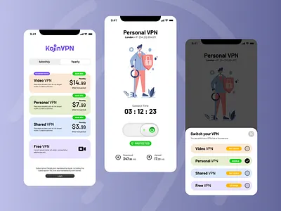 Kojin VPN mobile application ui ux vpn