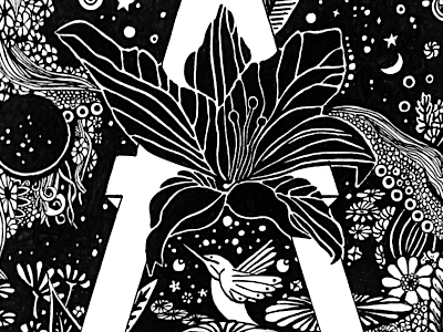"A" In Space doodle handdrawing handlettering illustration katagami lettering typography