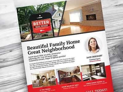 Better Real Estate Flyer Template V7 clean flat design home minimal modern print professional property real estate flyer template realtor realty rei sell houses