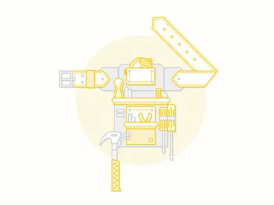 Toolbelt 2stroke 2tone grey illustration weebly yellow