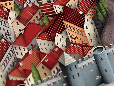 Fortifikation airbrush buildings city clean fort illustration map medieval textured vector