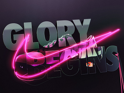 Nike - Glory begins digital digital art football graphics motivation neon nike nike sports soccer sports type typography
