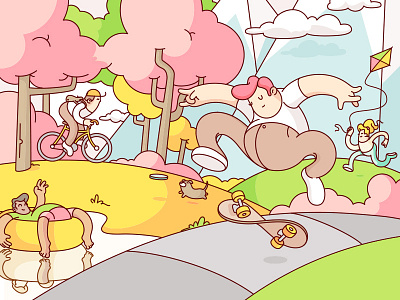 Johns Hopkins Magazine bicycle colour editiorial fun geometry illustration shapes