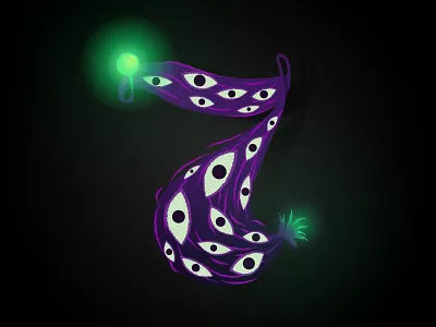 Number 7 for 36daysoftype 36days 36daysoftype 7 antenae eyes glow lettering monster number purple typo typography