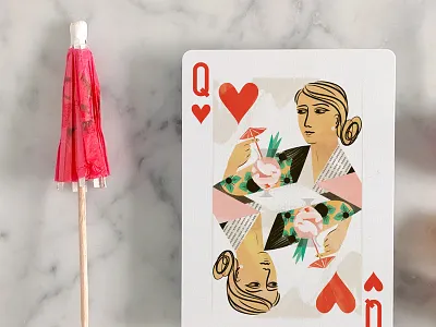 Cocktail Hour Playing Cards KS launch May 18! cocktail cocktail hour food illustration illustration kickstarter playing cards queen of hearts