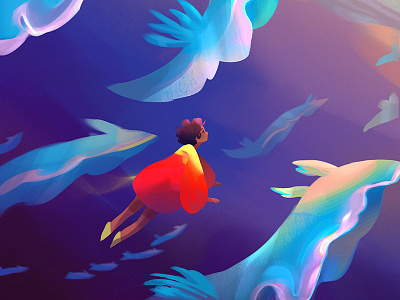 Swimming with Nudibranchs illustration nudibranch ocean water