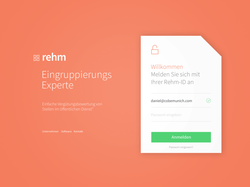 Login cobe experience interface login munich münchen signup ui ux web