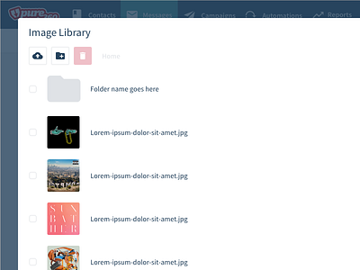 Pure360 - Image Library improvements drag and drop editor email marketing product