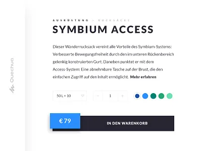 Rucksack Product Card add backpack cart e commerce material modal outdoor product quechua rucksack shop trekking