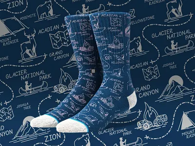 National Park Socks icons illustration print repeat socks stance